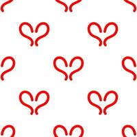 Red line arranged to heart shape seamless pattern. vector