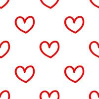 Super cute outline red heart shape seamless pattern. vector