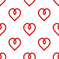 Roll line red heart shape seamless pattern. vector