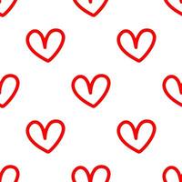 Cute line red heart shape seamless pattern. vector