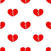 Red broken heart shape seamless pattern. vector