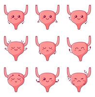 Funny bladder character with hand drawn cartoon kawaii character vector