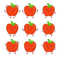 Funny apple character with hand drawn cartoon kawaii character vector