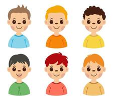 Set avatar set with different facial expression cheerful isolated vector