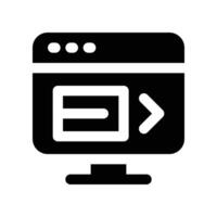 monitor icon. glyph icon for your website, mobile, presentation, and logo design. vector