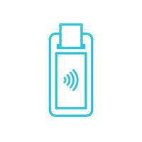 Mobile smart payment receipt printer POS terminal icon. Isolated on white background. From blue icon set. vector
