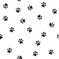 Cat little paws seamless pattern on beige background vector