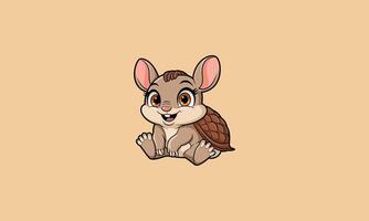 Adorable cartoon armadillo sitting with a happy expression vector