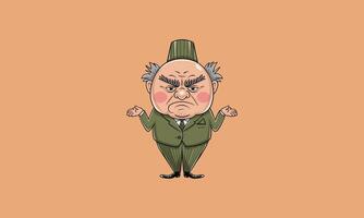 Grumpy man shrugging with a confused expression. vector