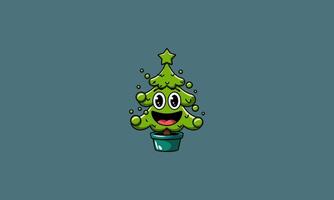 Happy cartoon tree with bubbly branches in a pot vector