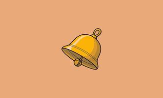 Yellow bell icon on a peach background. vector