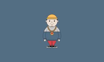 Cartoon character in a beanie with a gold chain. vector