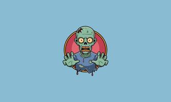Cartoon zombie reaching out with a startled expression. vector