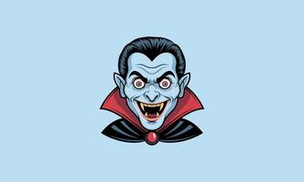 Cartoon vampire with fangs and menacing expression. vector