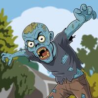 Zombie lunging forward with tattered clothes and wide eyes. vector