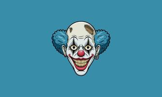 Creepy clown with a wide grin and unsettling expression. vector