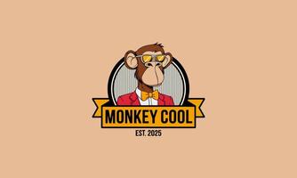 Cool monkey in sunglasses with formal attire logo. vector
