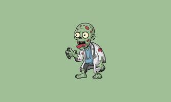 Cartoon zombie doctor with a torn lab coat and stethoscope vector