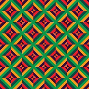 A colorful pattern with squares and diamonds vector