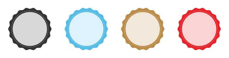 Simple circle frame icon set in different color. Collection of empty circular stamp signs. Blank labels or circular stamp set of four. Round template. illustration. vector