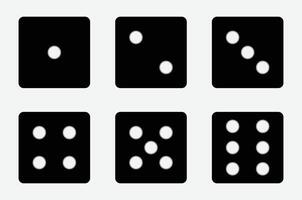 Set of game dice icon. game sign. Dice game icon set in black color isolated on white background. illustration. vector