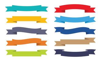 Colorful ribbon banners icon collection. Colorful ribbon banners icons isolated on a white background. Set of 10 colored ribbons. Ribbon banner icon set in different color. illustration. vector