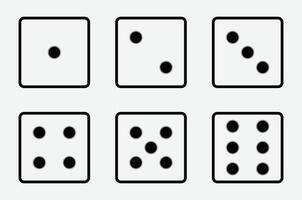 Set of game dice icon in line design. game sign. Dice game icon set in black color isolated on white background. illustration. vector