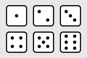 Set of game dice icon in outline design. game sign. Dice game icon set in black color isolated on white background. illustration. vector