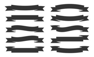 Ribbon icon collection. Silhouette ribbon banners icon set isolated on a white background. Set of 10 ribbons banner. Ribbon banner icon set in black color. illustration. vector