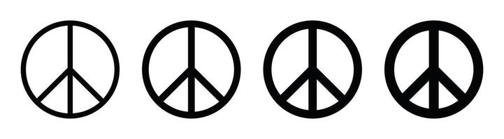 Peace icon set isolated on white background. Set of peace signs icon of different thicknesses. Peace symbols different shape. illustration of peace mark. vector