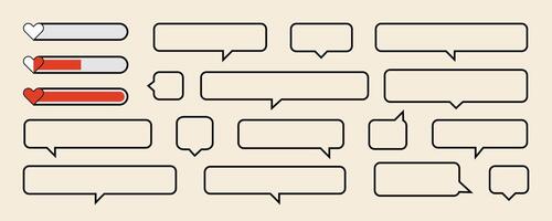 Speech bubbles pack isolated set. Text boxes for chats, web and game. Speech bubbles line icons set in different shape, Speech bubbles outline symbol collection. vector