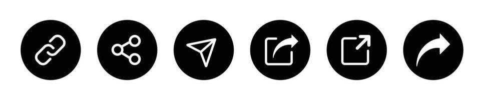 Share icon button set in circle. Share icon set isolated on white background. Share icon button in flat design. illustration. vector