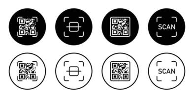 Set of digital scanning qr code icons isolated on a white background. Barcode scanner icon. QR code for payment. QR codes scan in black color flat styles for smartphone. illustration. vector