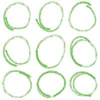 Set of hand drawn green circle highlighter, design element, grunge round shape vector