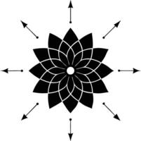 A black and white flower with arrows pointing to it vector