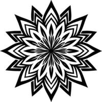 A black and white flower design with a star in the center vector