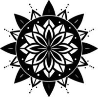 A black and white design of a flower vector
