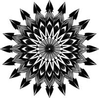 A black and white design with a flower in the center vector