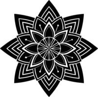 A black and white flower design with a star in the center vector