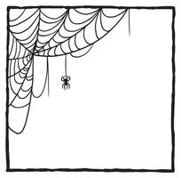 Frame with many spider webs wrapped around it. Halloween poster with scary and spooky design. vector