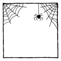 Spider web square frame. Halloween poster with scary and spooky design vector