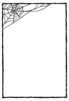 Spider web frame, from left to right at the top corner. Halloween poster with scary and spooky design. vector