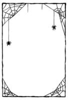 Spider web are at the four corners of the frame. Halloween poster with scary and horror design. vector