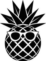 pineapple silhouette with glasses vector
