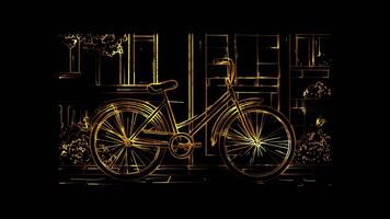 Neon frame effect, Bicycle on black background video