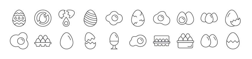Eggs Outline Icon Collection. Editable Stroke. Perfect for Infographics, Articles, Books, Flyers, Banners vector