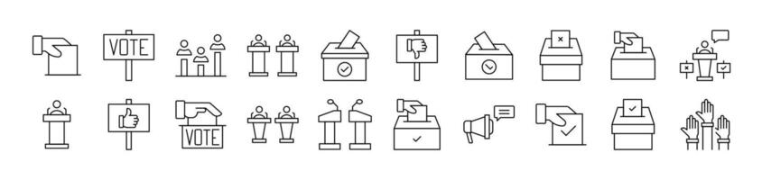 Collection of Signs of Election Drawn with Thin Line for apps, web sites, banners, infographics and other types of design vector