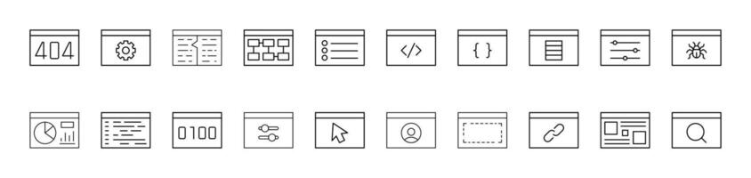 Brackets, Arrows, Gear etc Line Icon Collection. Editable Stroke. Perfect for Infographics, Articles, Books, Flyers, Banners vector