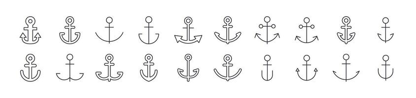 Anchor Line Icon Collection. Editable Stroke. Perfect for Infographics, Articles, Books, Flyers, Banners vector