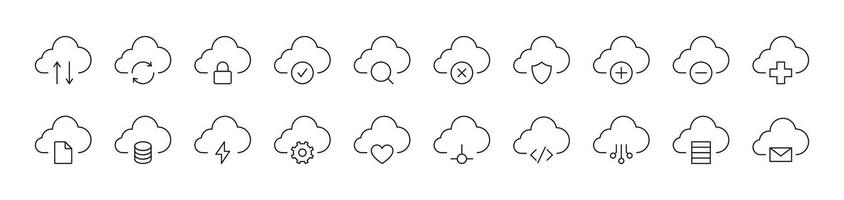 Arrows, Lock, Check etc in Cloud Store Simple Icon Collection. Editable Stroke. Perfect for Infographics, Articles, Books, Flyers, Banners vector
